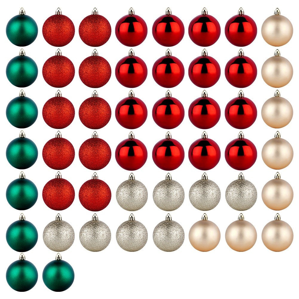 Shatterproof Christmas baubles red green champagne 6 cm 50 pcs.