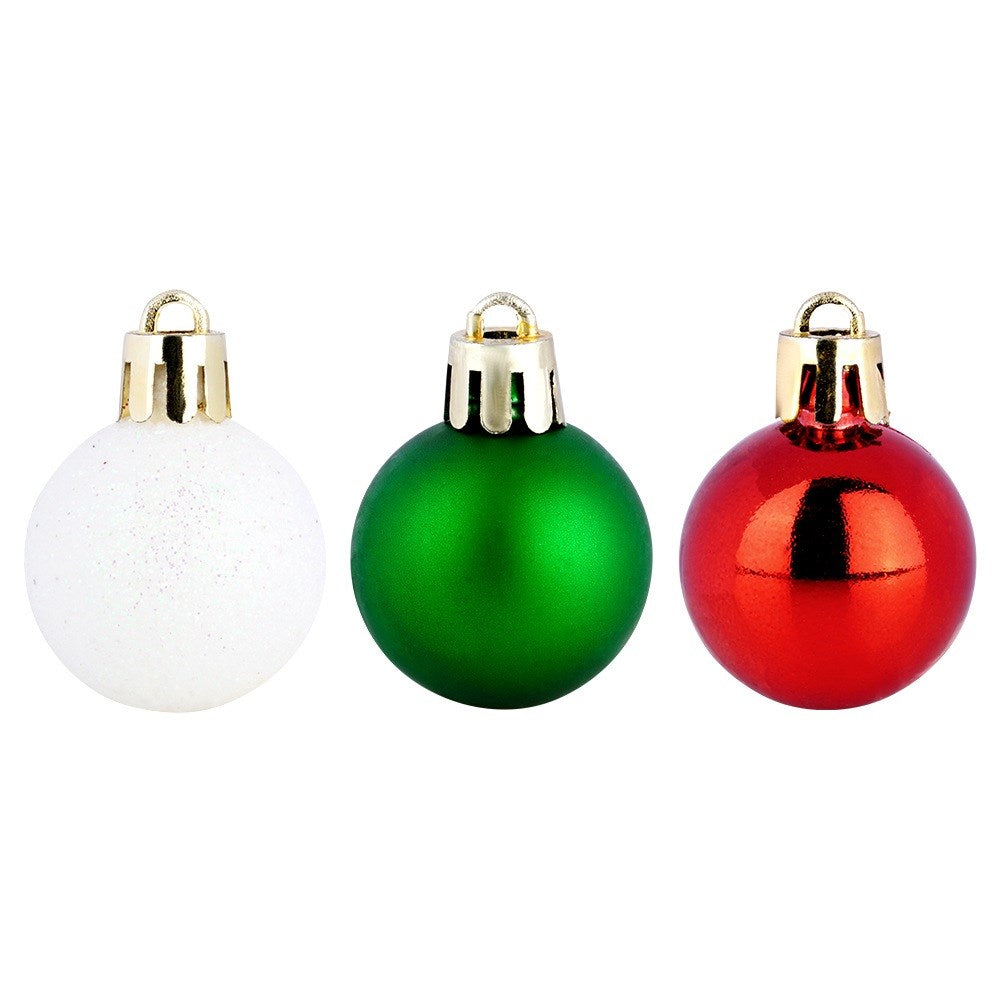 Shatterproof Christmas baubles red green white 3 cm 24 pcs.