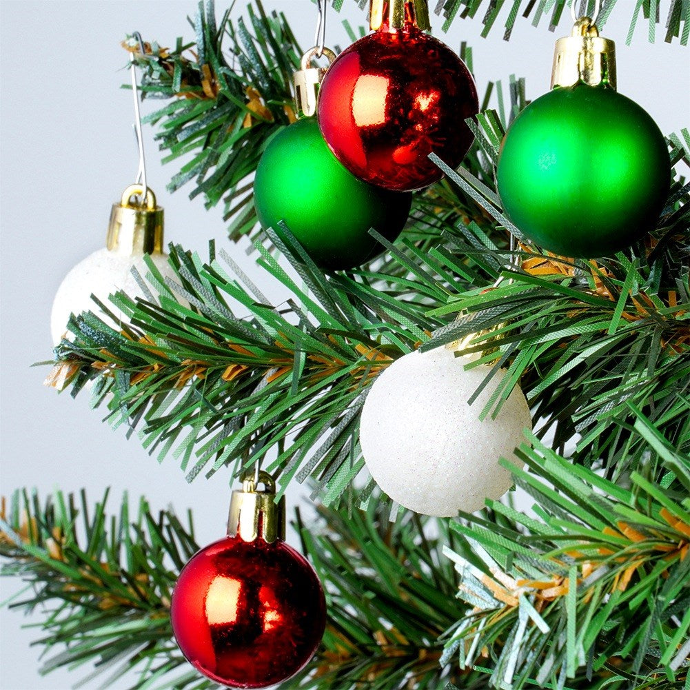 Shatterproof Christmas baubles red green white 3 cm 24 pcs.