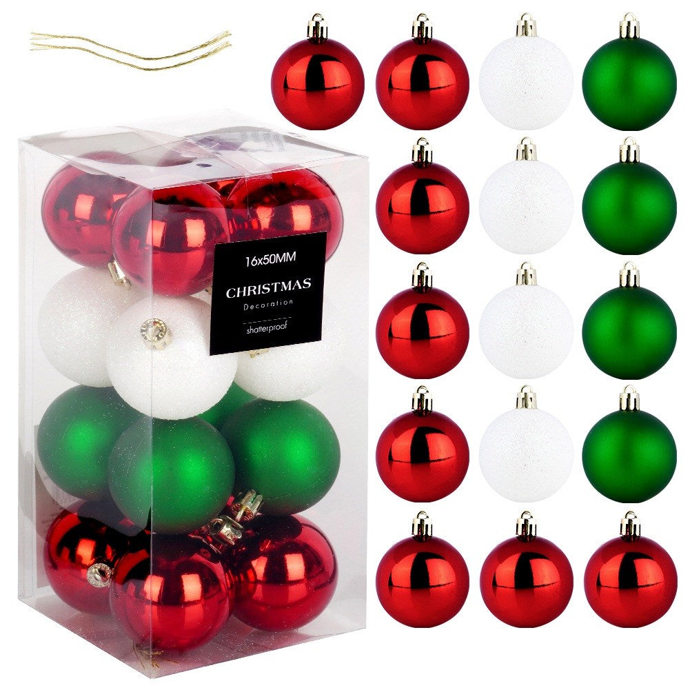 Shatterproof Christmas baubles red green white 5 cm 16 pcs.
