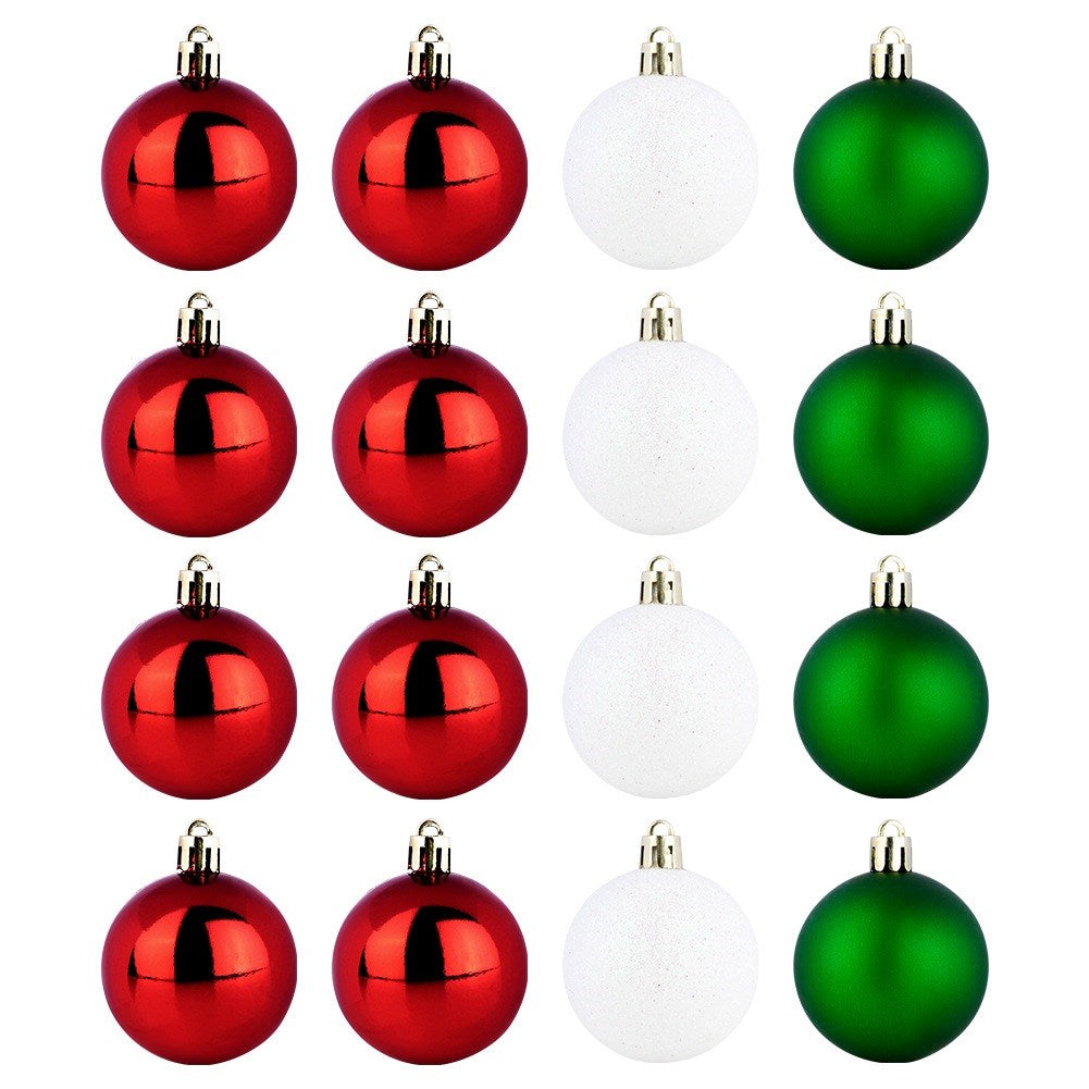 Shatterproof Christmas baubles red green white 5 cm 16 pcs.