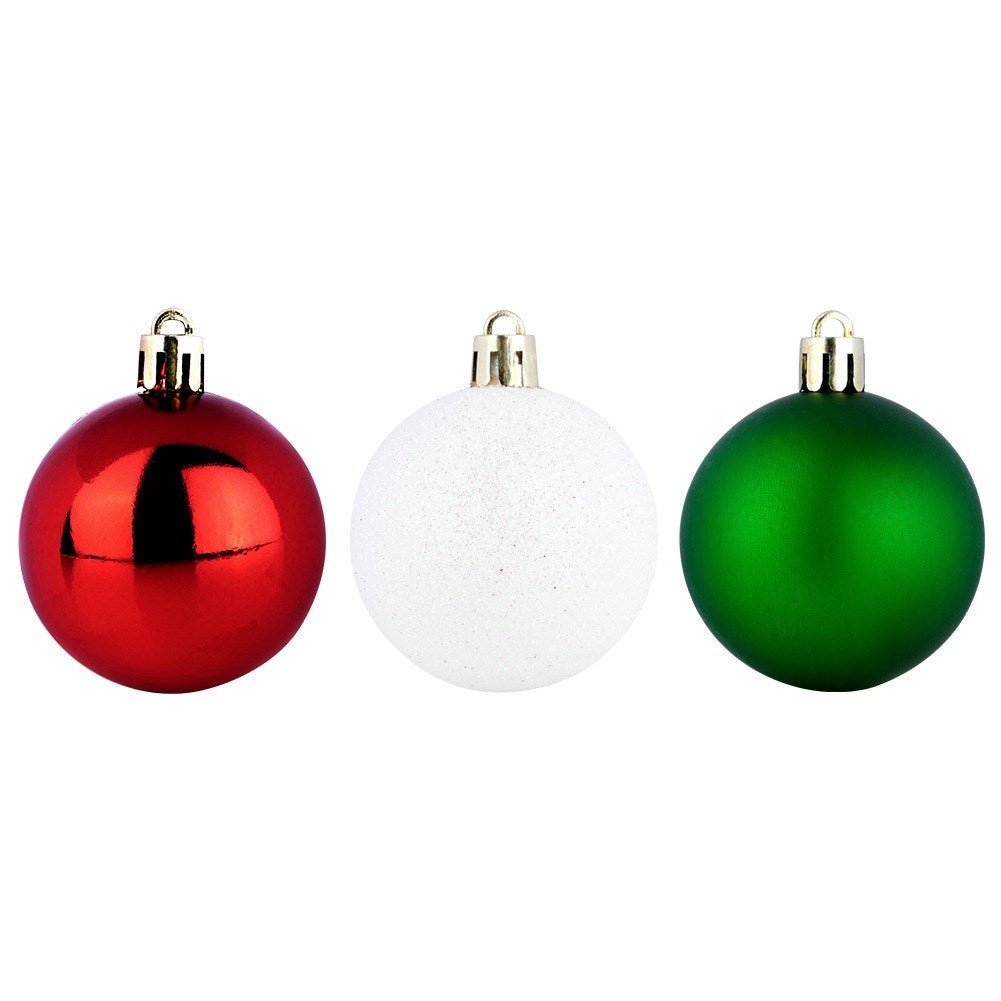 Shatterproof Christmas baubles red green white 5 cm 16 pcs.