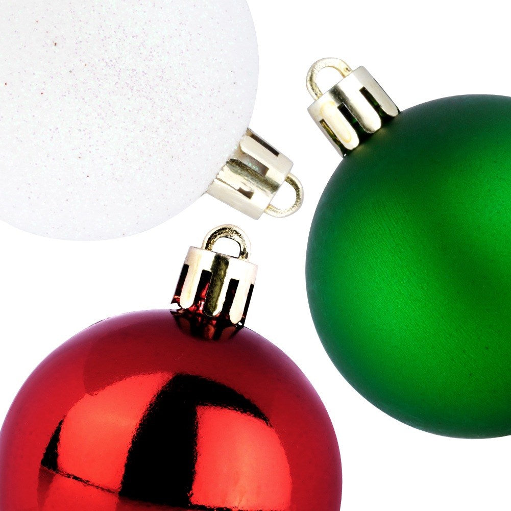Shatterproof Christmas baubles red green white 5 cm 16 pcs.
