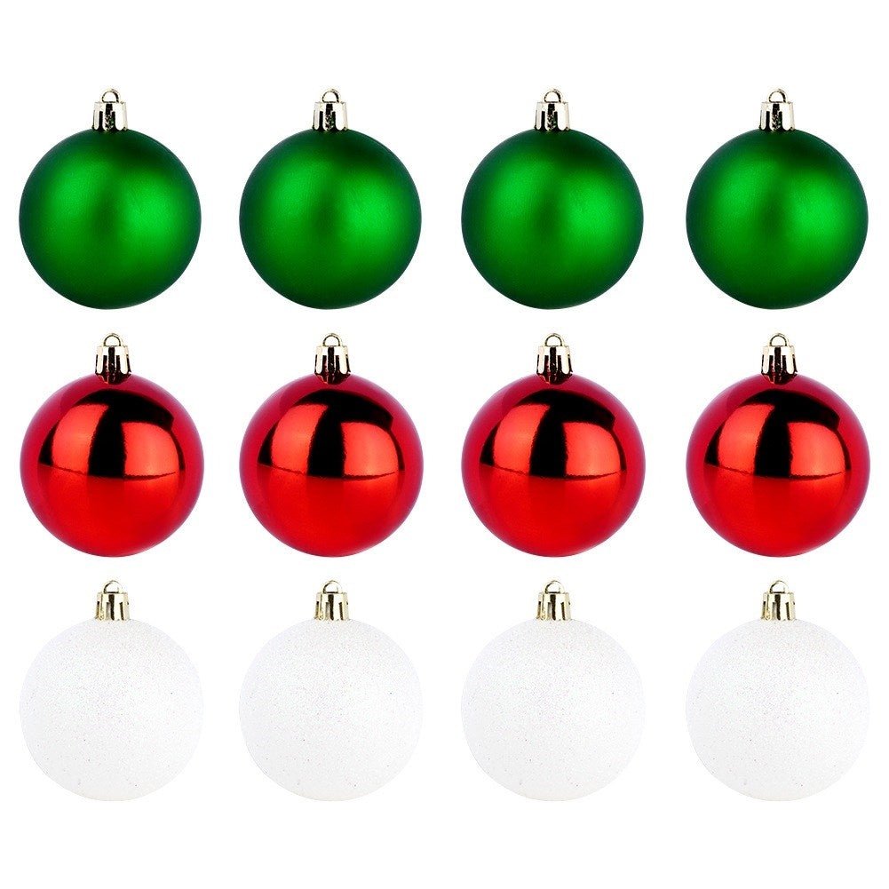 Shatterproof Christmas baubles red green white 6 cm 12 pcs.