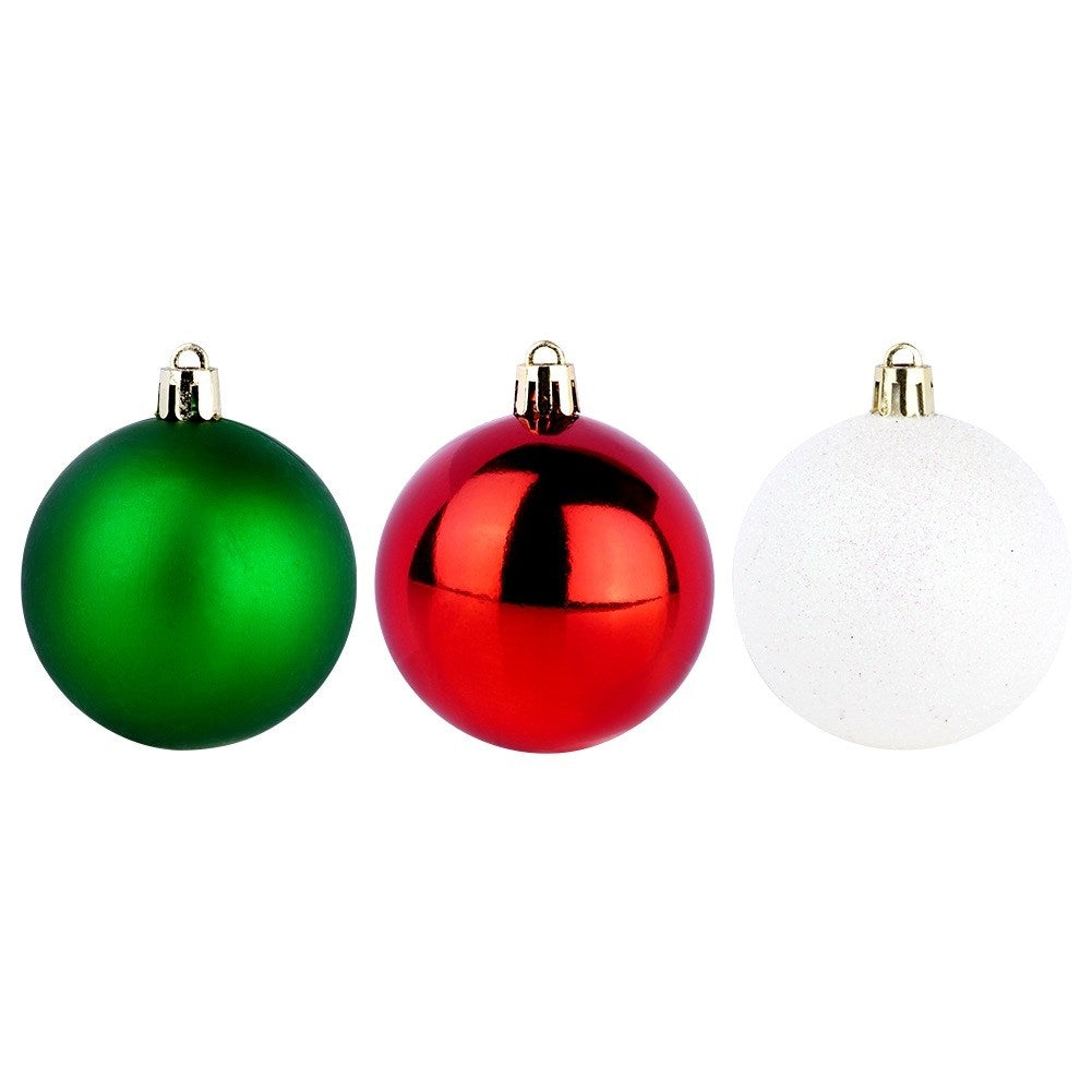 Shatterproof Christmas baubles red green white 6 cm 12 pcs.