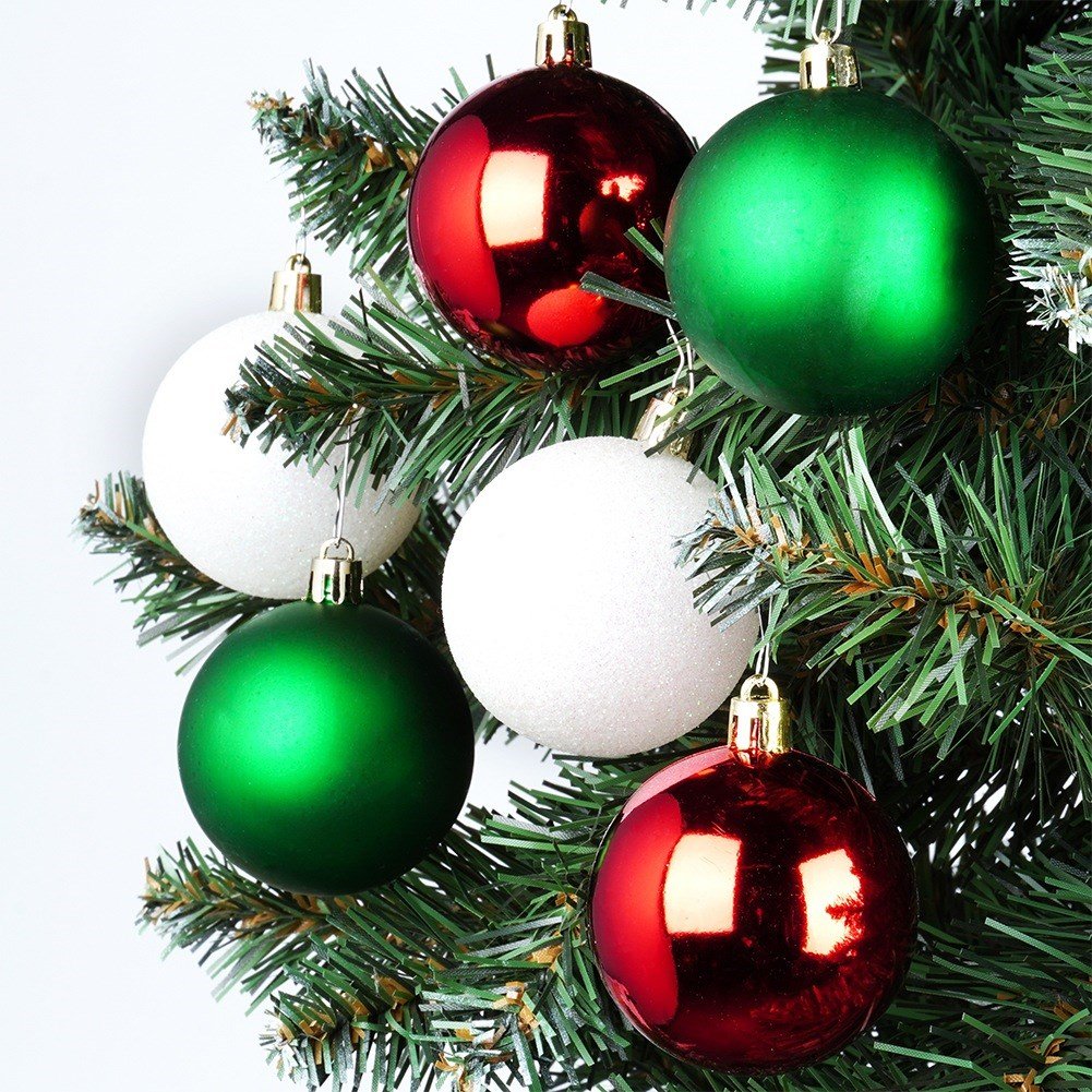 Shatterproof Christmas baubles red green white 6 cm 12 pcs.