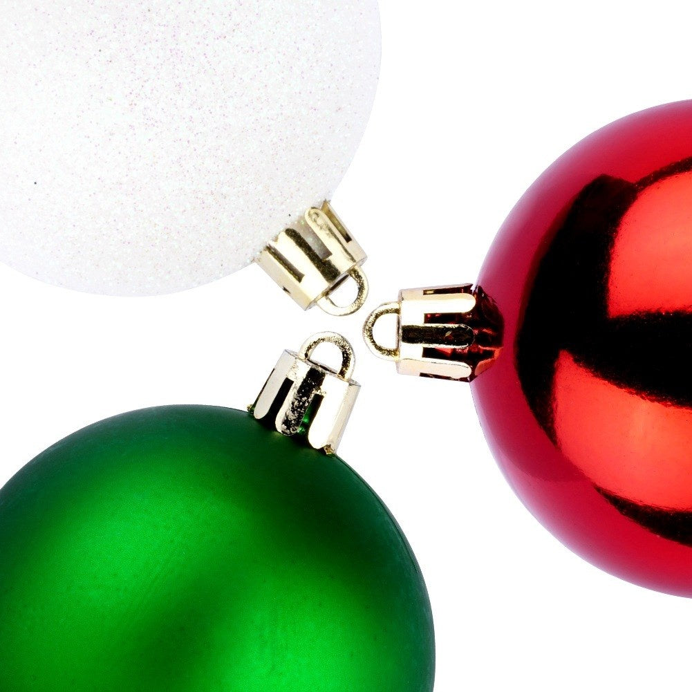 Shatterproof Christmas baubles red green white 6 cm 12 pcs.