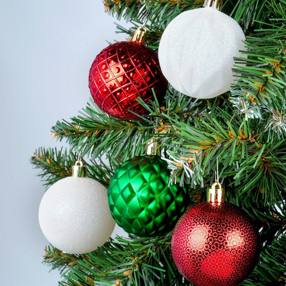 Shatterproof Christmas baubles red green white 6 cm 35 pcs.