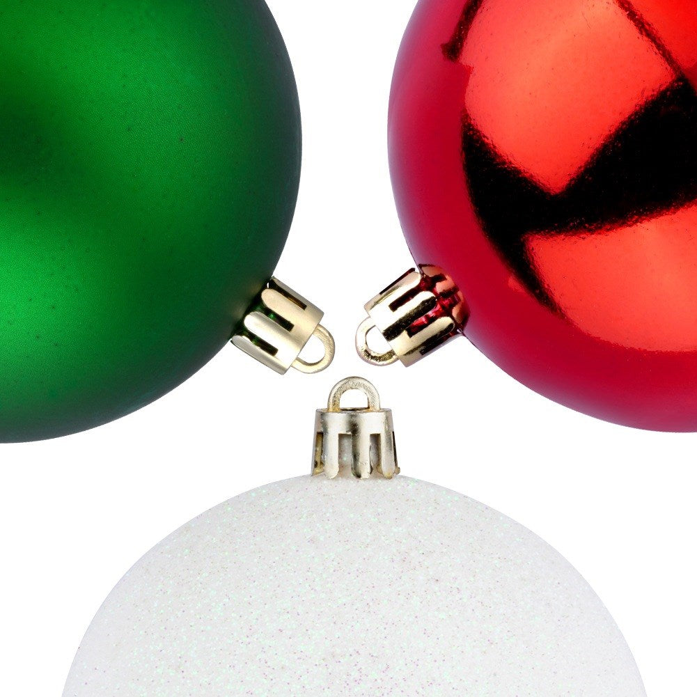 Shatterproof Christmas baubles red green white 8 cm 6 pcs.