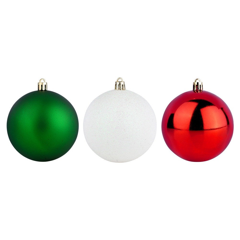 Shatterproof Christmas baubles red green white 8 cm 6 pcs.