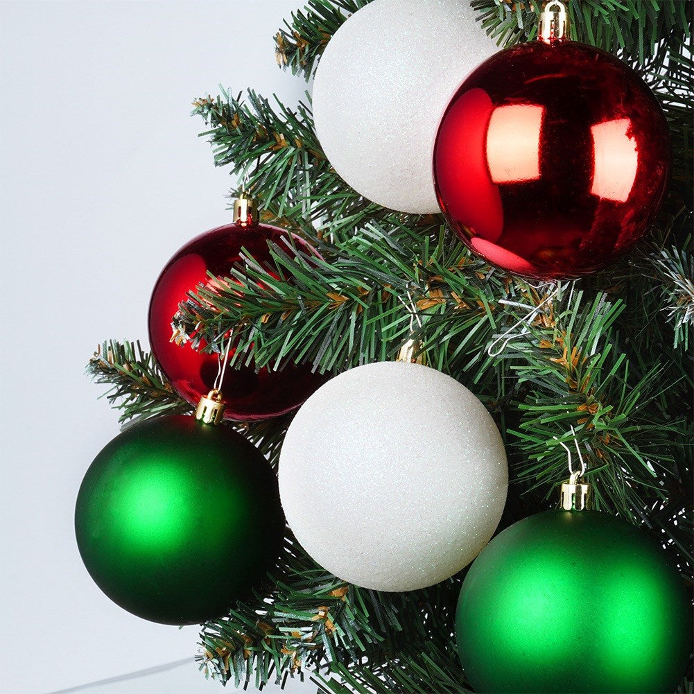 Shatterproof Christmas baubles red green white 8 cm 6 pcs.