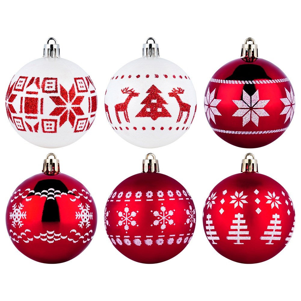 Shatterproof Christmas baubles red white 6 cm 30 pcs.