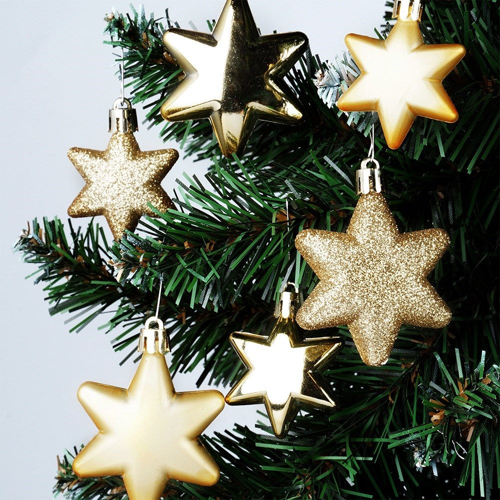 Shatterproof Christmas baubles stars gold 6/5 cm 16 pcs.
