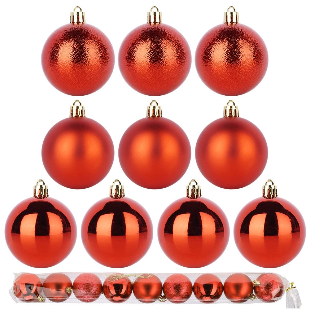 Shatterproof Red Christmas Baubles, 6 cm, Set of 9