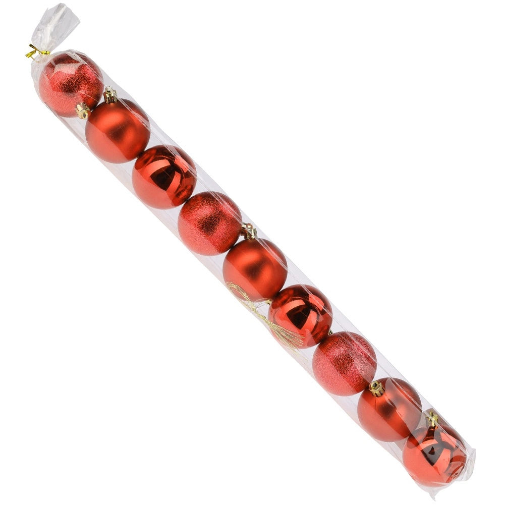 Shatterproof Red Christmas Baubles, 6 cm, Set of 9