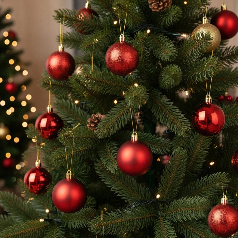 Shatterproof Red Christmas Baubles, 6 cm, Set of 9