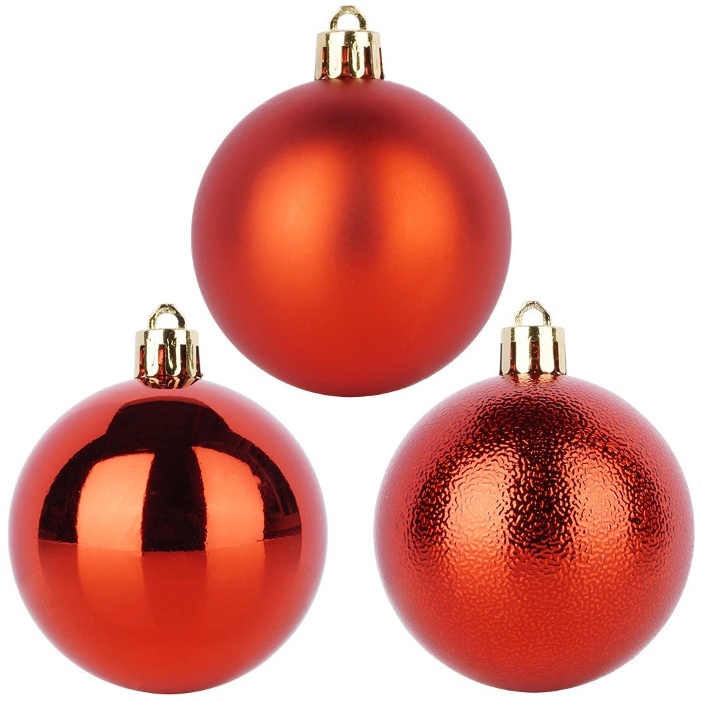 Shatterproof Red Christmas Baubles, 6 cm, Set of 9