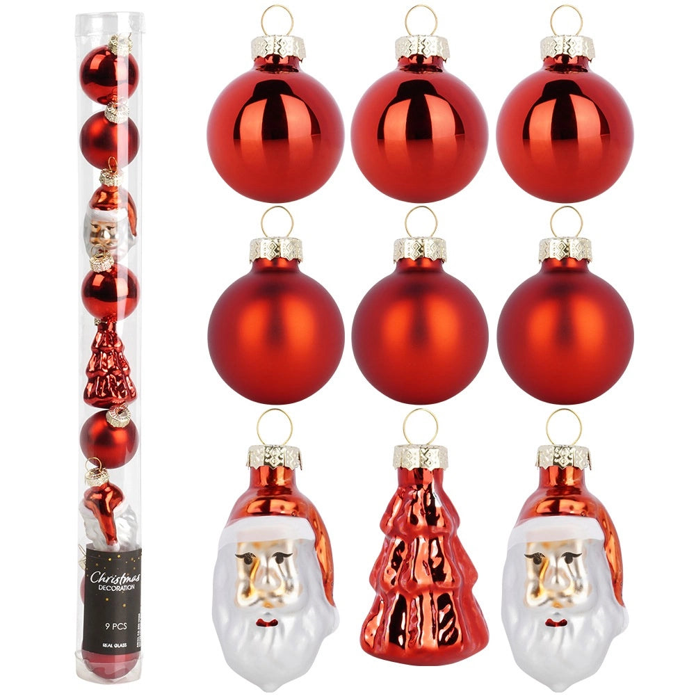 Shatterproof Red Christmas Baubles Set, 9 Pieces