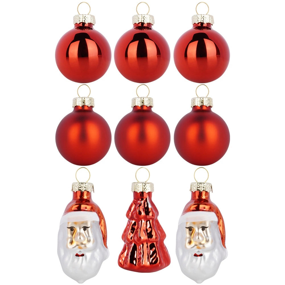 Shatterproof Red Christmas Baubles Set, 9 Pieces