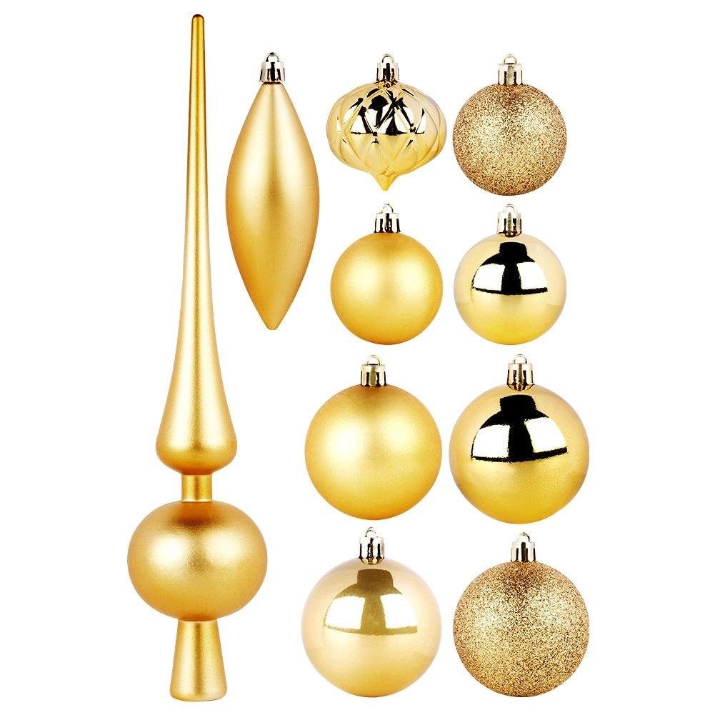 Shatterproof gold Christmas tree baubles with spike, 19 pcs.
