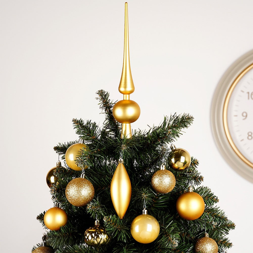 Shatterproof gold Christmas tree baubles with spike, 19 pcs.