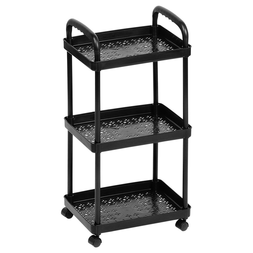 Shelf on wheels black 3-level 30x21x61 cm