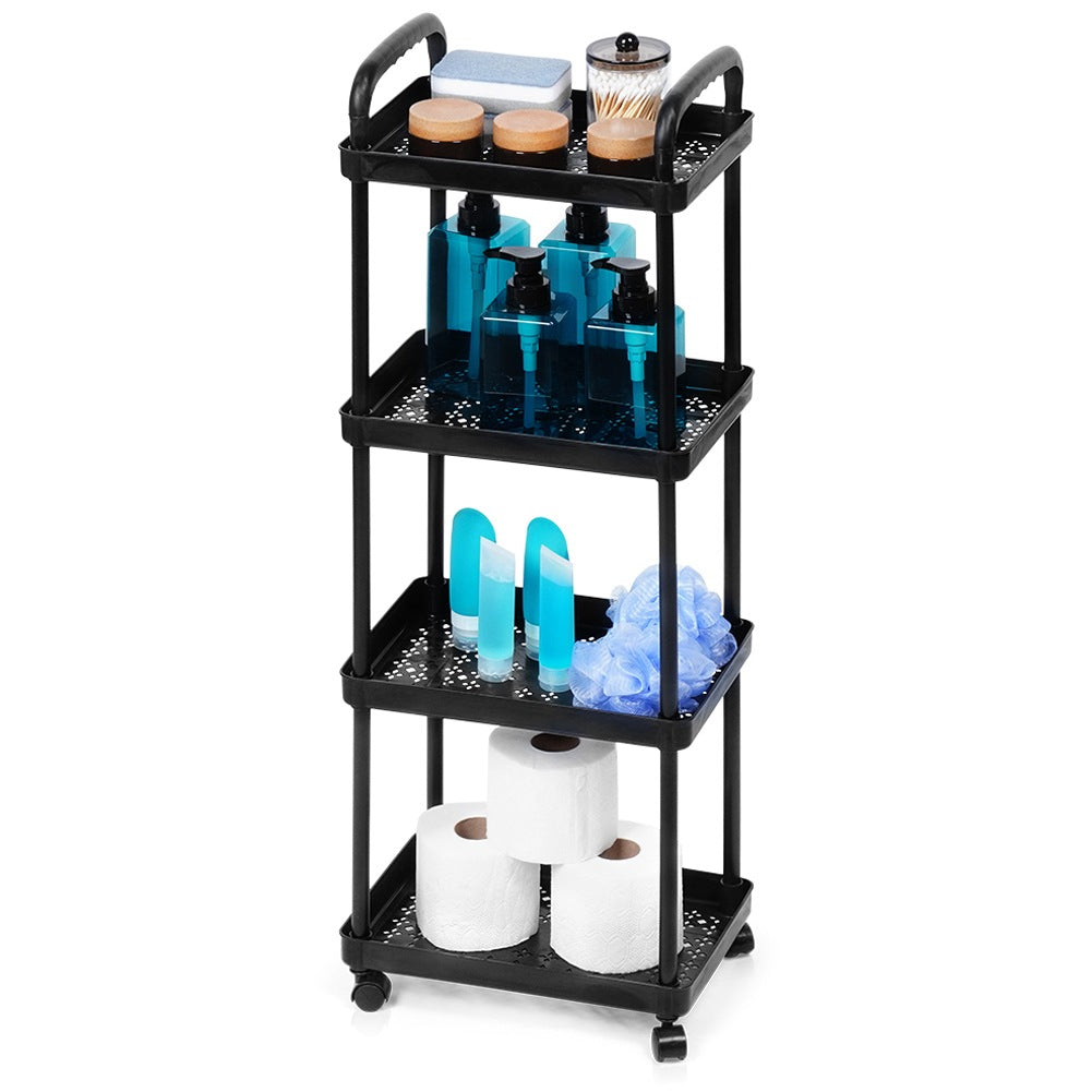 Shelf on wheels black 4-level 30x21x86 cm