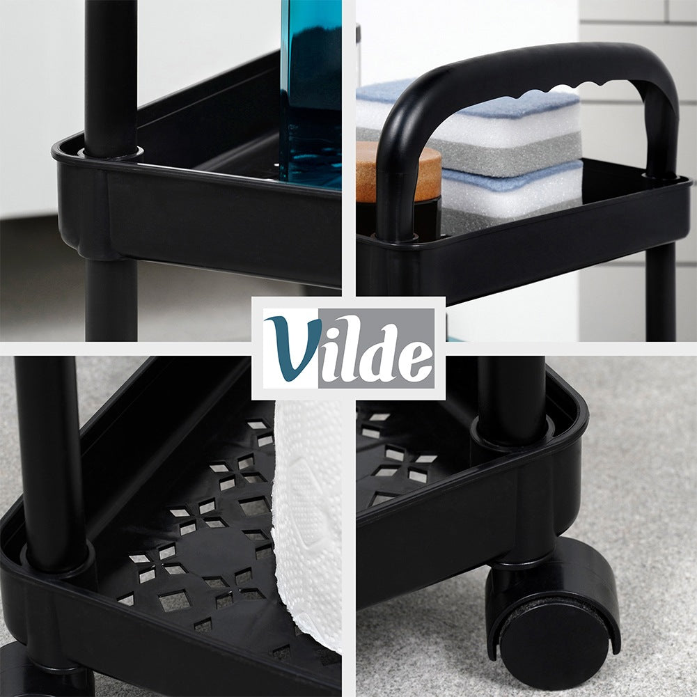 Shelf on wheels black 4-level 30x21x86 cm