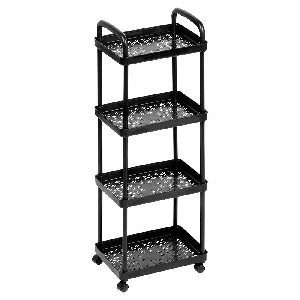 Shelf on wheels black 4-level 30x21x86 cm