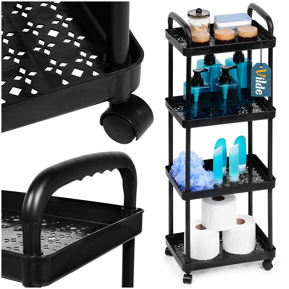 Shelf on wheels black 4-level 30x21x86 cm