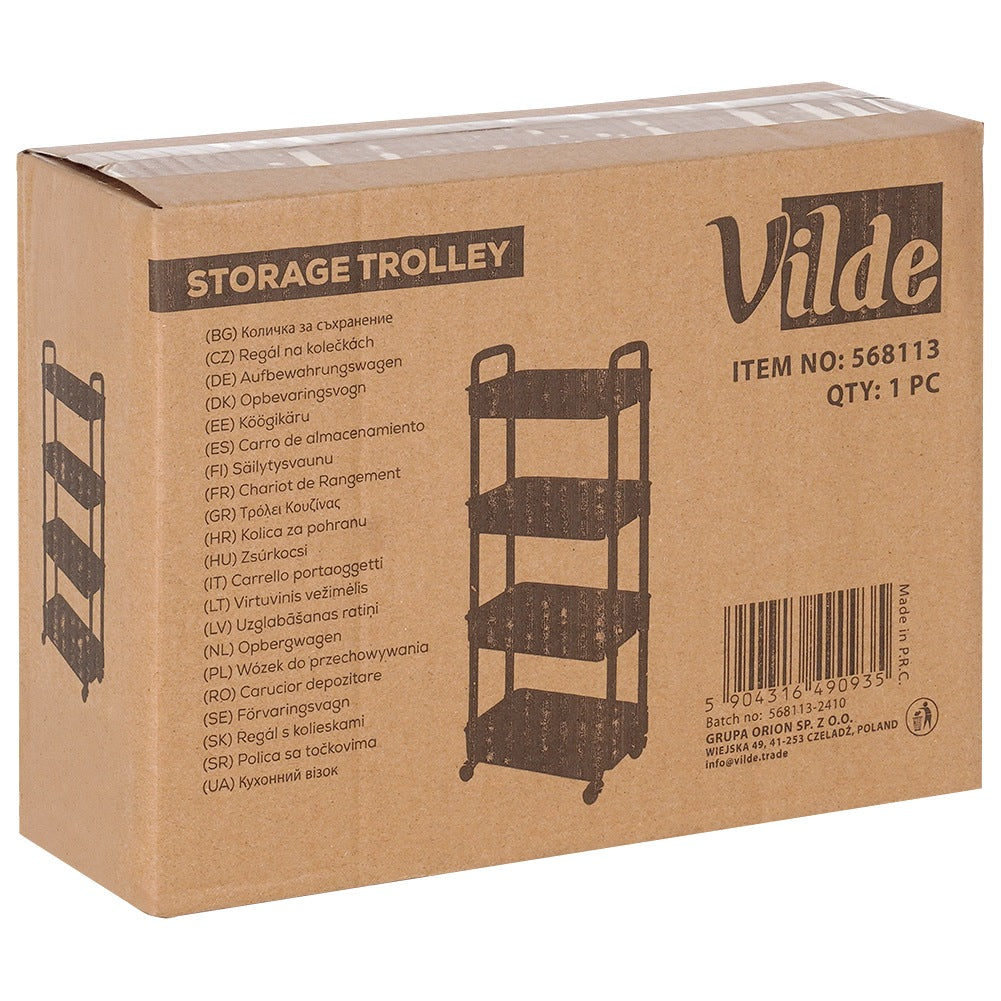 Shelf on wheels black 4-level 30x21x86 cm