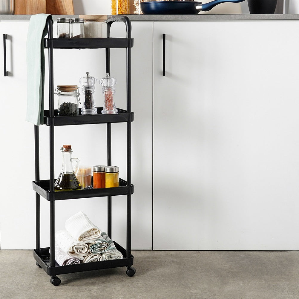 Shelf on wheels black 4-level 30x21x86 cm
