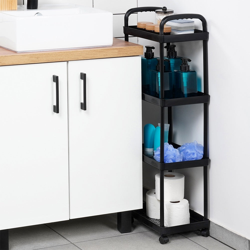 Shelf on wheels black 4-level 30x21x86 cm