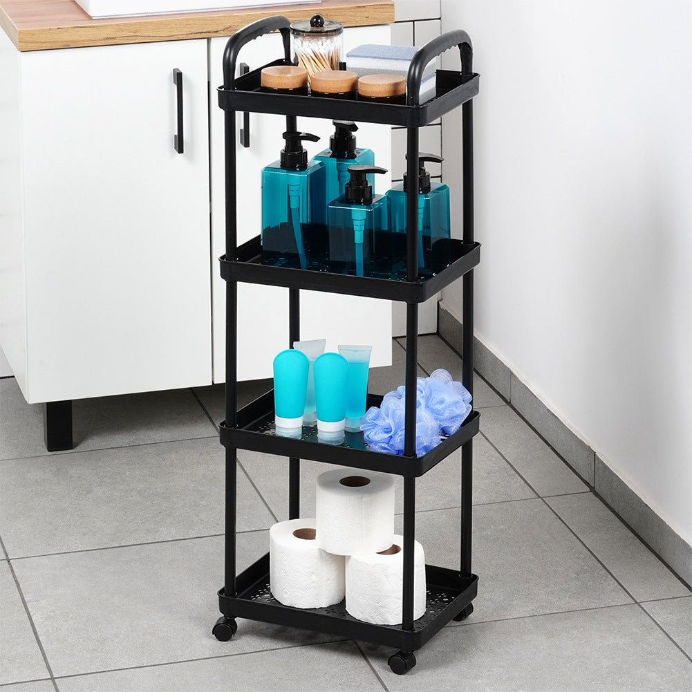 Shelf on wheels black 4-level 30x21x86 cm