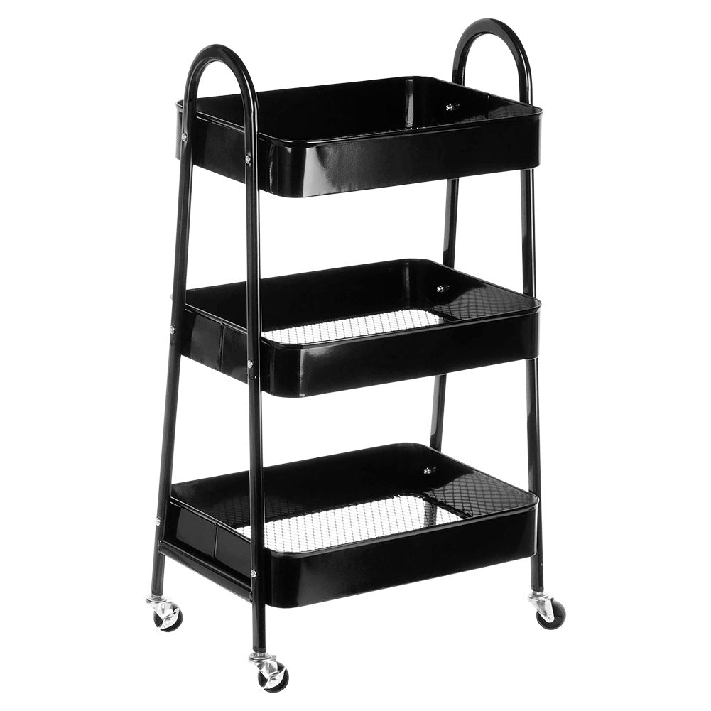 Shelf on wheels, metal, black, 3-level, 44x31.5x78.5 cm