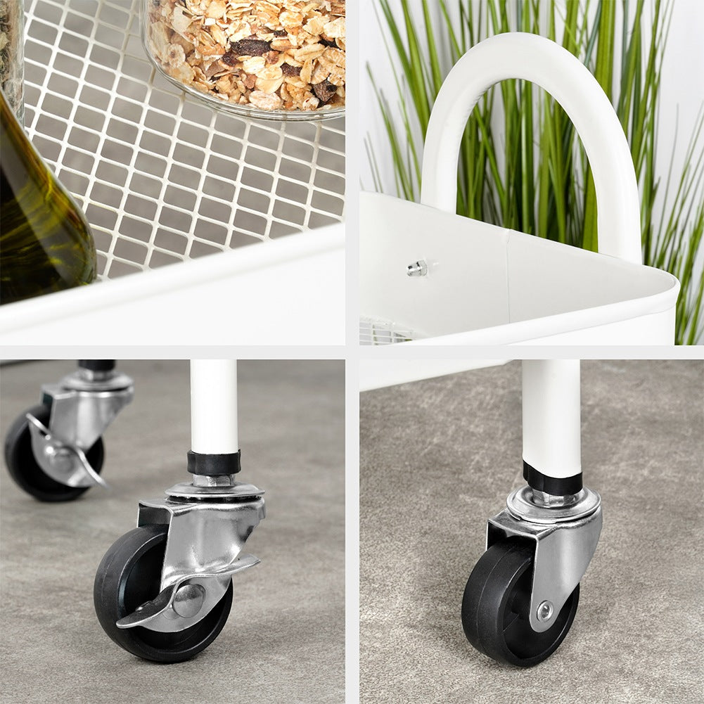 Shelf on wheels, metal, white, 3-level, 44x31.5x78.5 cm