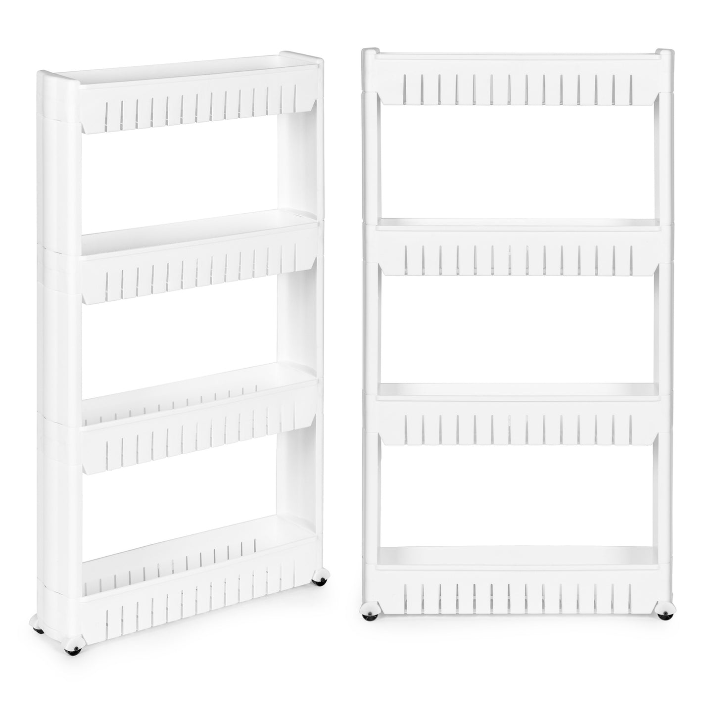 Shelf trolley, bathroom kitchen cabinet, 4 deep shelves, wheels