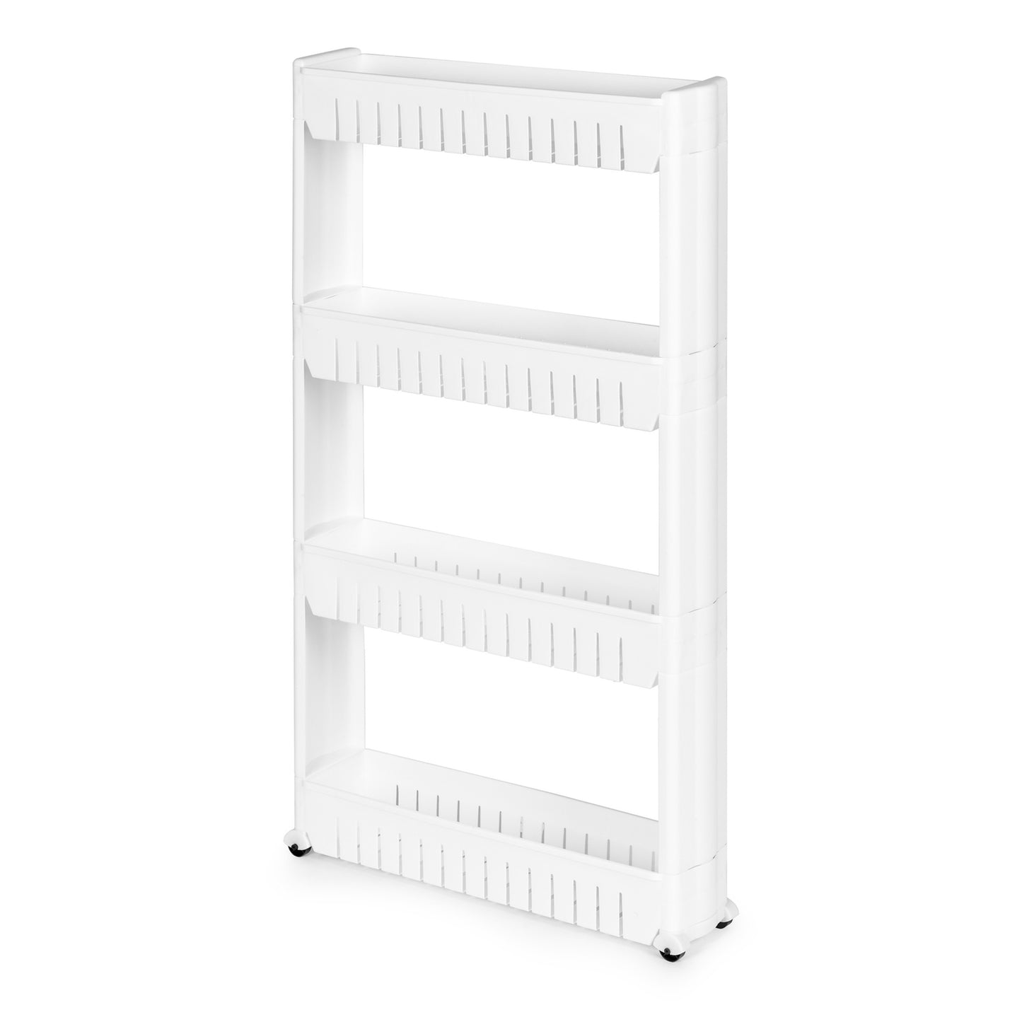 Shelf trolley, bathroom kitchen cabinet, 4 deep shelves, wheels