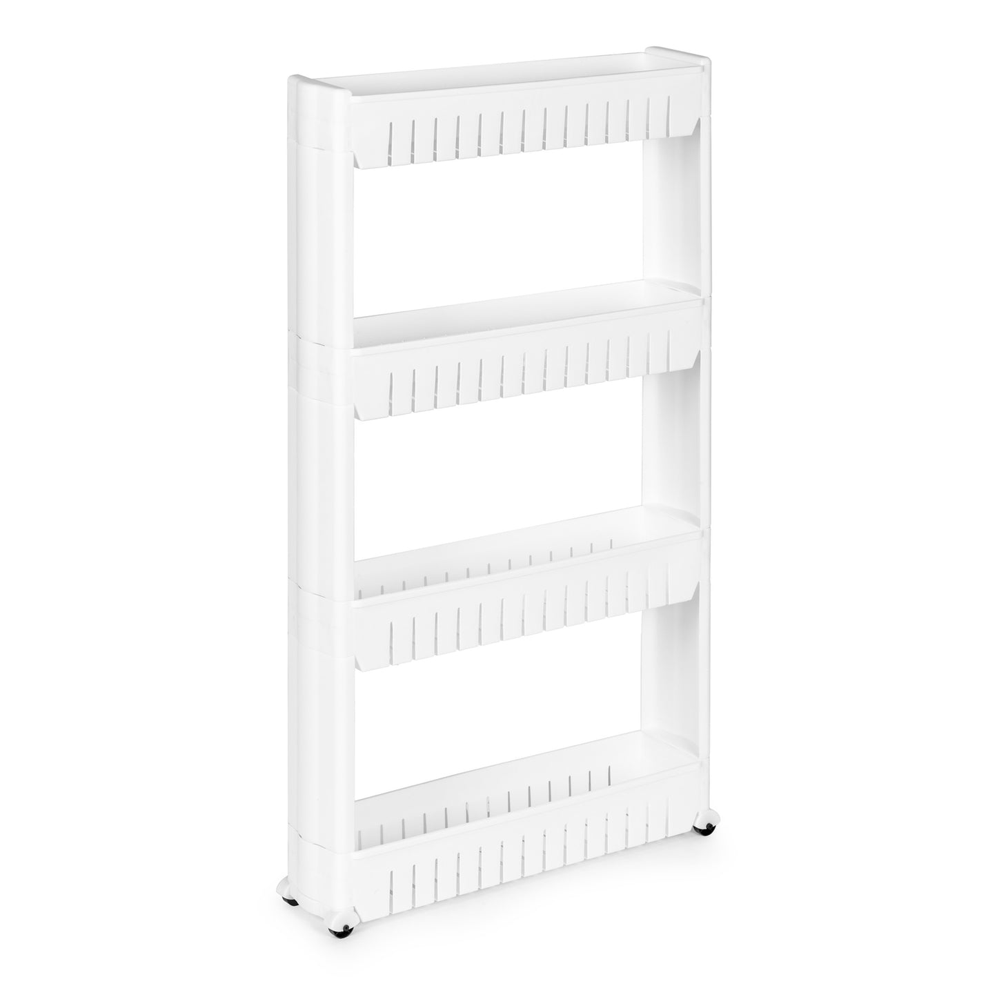 Shelf trolley, bathroom kitchen cabinet, 4 deep shelves, wheels