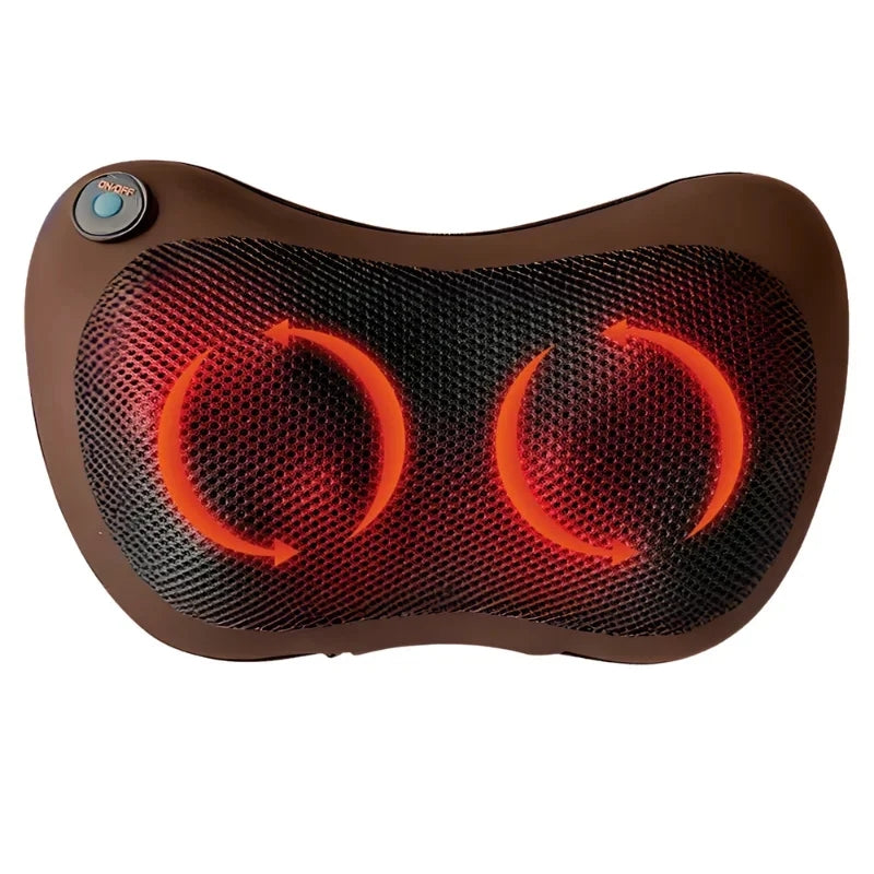 Shiatsu Massage Pillow, Dual Heat Therapy, 4 Nodes, Brown