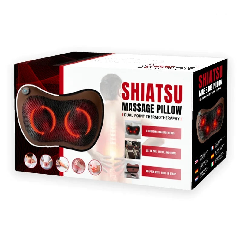 Shiatsu Massage Pillow, Dual Heat Therapy, 4 Nodes, Brown