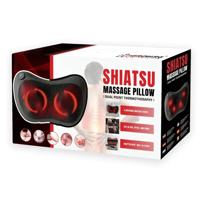 Shiatsu Massage Pillow, Dual Heat Therapy, 4 Nodes, Brown