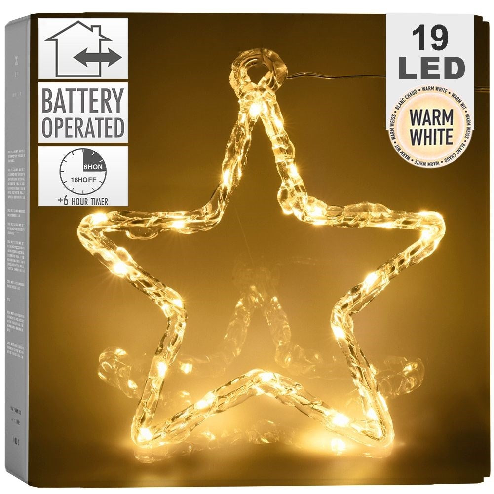 Shiny Christmas star with 19 LED lights, battery operated