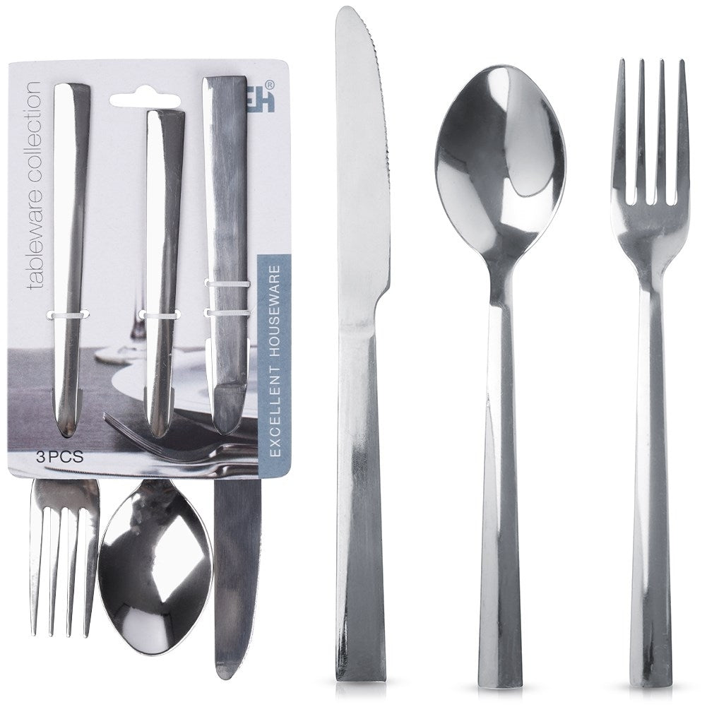 Shiny Stainless Steel Cutlery Set for One Person