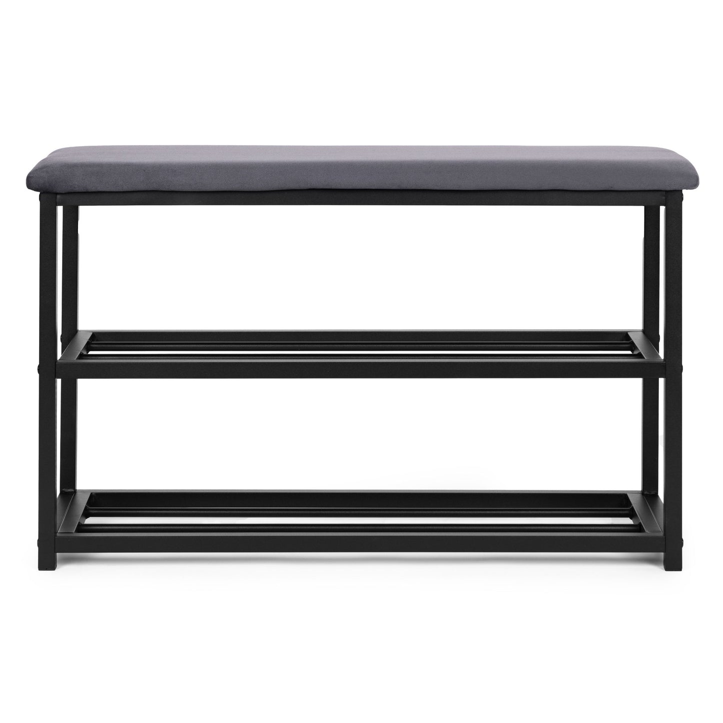 Shoe Cabinet Bench with Velvet Seat, 2 Shelves, 80 cm