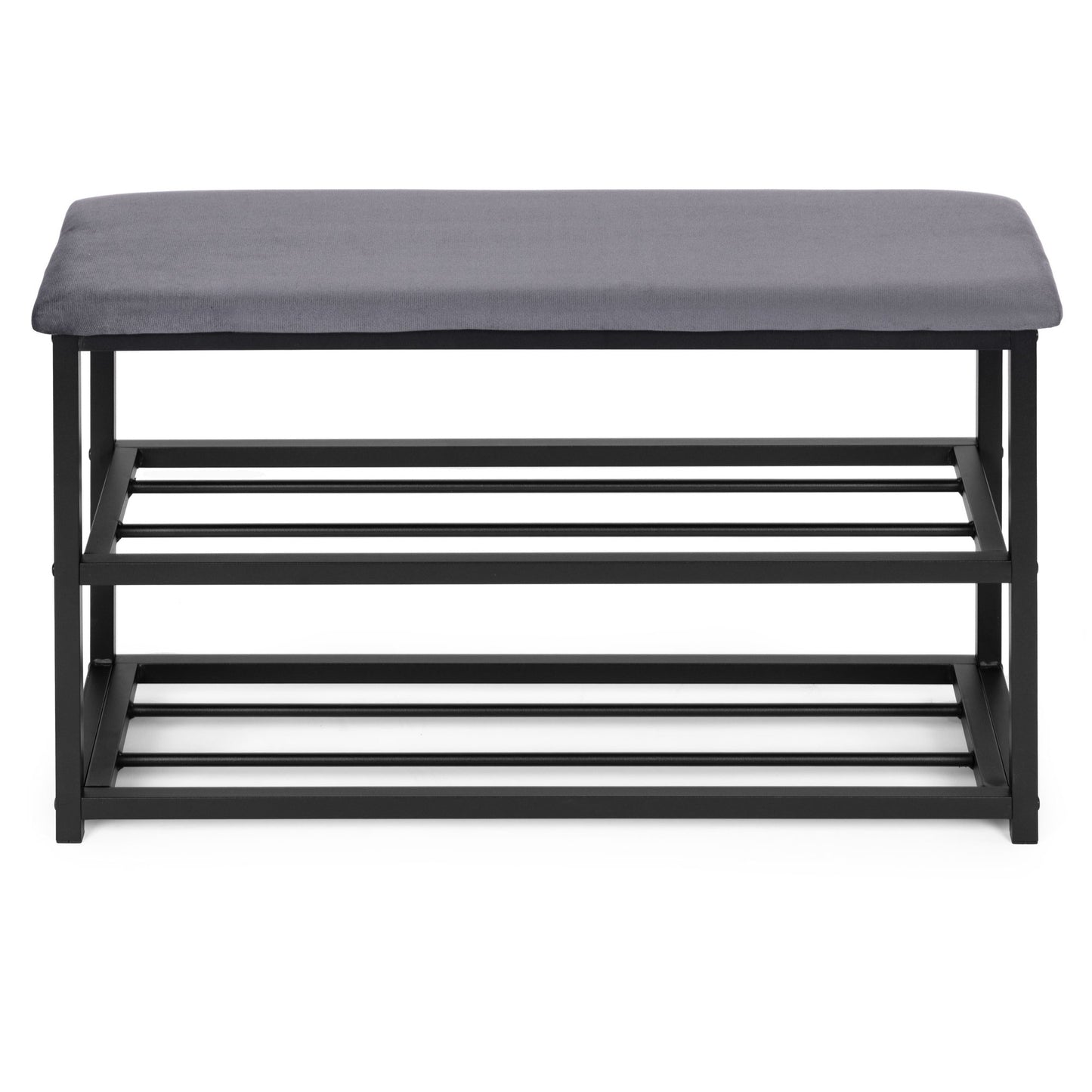 Shoe Cabinet Bench with Velvet Seat, 2 Shelves, 80 cm