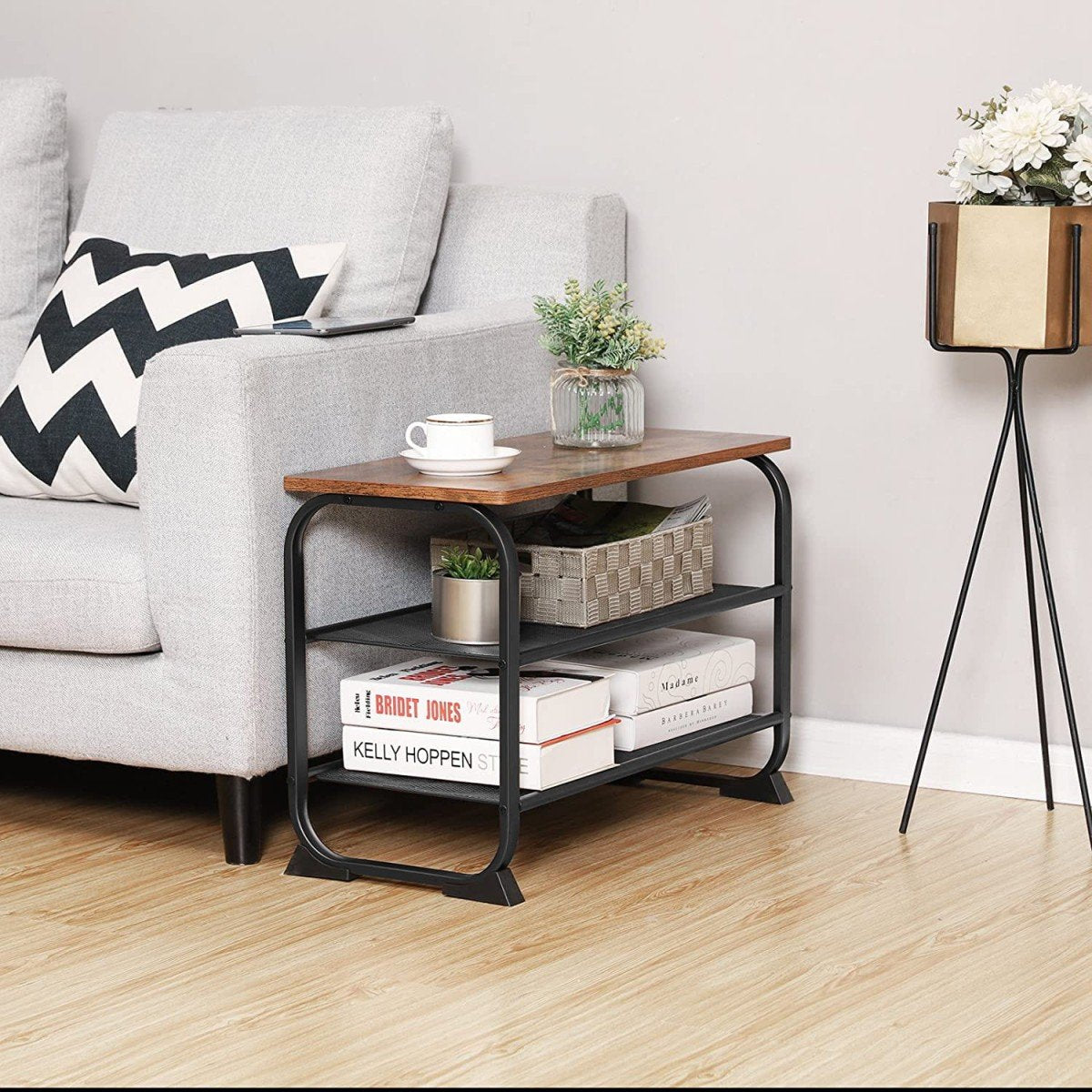 Shoe Rack with Seat, Industrial Style, 2 Shelves