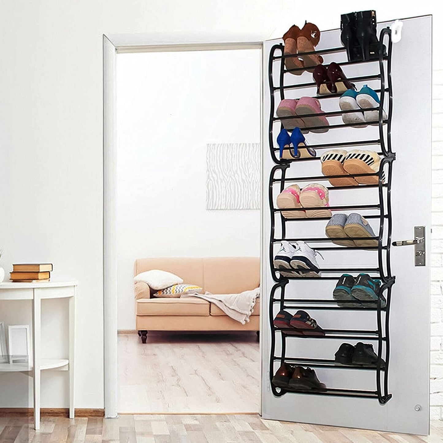 Shoe organizer hung on the door - shoe ladder