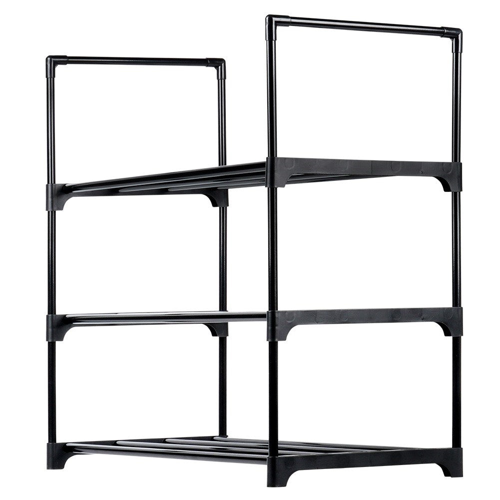 Shoe rack metal black 3-level 57x28x55 cm