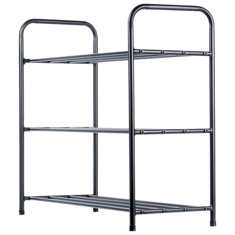 Shoe rack metal black 3-level 63x28x60 cm